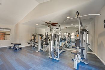 Variety of exercise equipment in gym